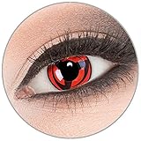 Farbige 'Kakashi' Kontaktlinsen von 'Evil Lens' zu Fasching Karneval Halloween 1 Paar rote schwarze Crazy Fun Kontaktlinsen mit Behälter in Topqualität ohne Stärke