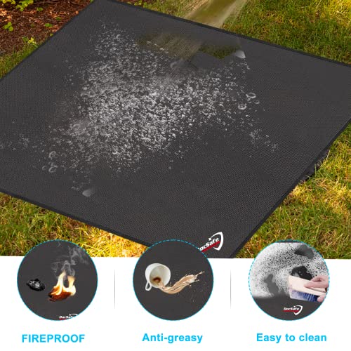 40" Square Under Grill Mat,Docsafe Fireproof Mat 4 Layers Pad Protect For Deck Patio Grass Outdoor Wood Burning Fire Pit And Bbq Smoker,Portable Reusable And Waterproof,Black #TOP3
