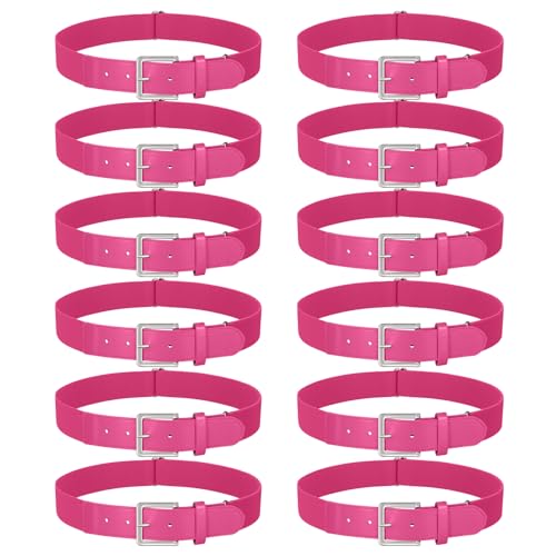 LEACOOLKEY 12 Pcs Baseball Belts Adjustable Softball Belts Bulk Team Sprots Belts for Adult and Youth
