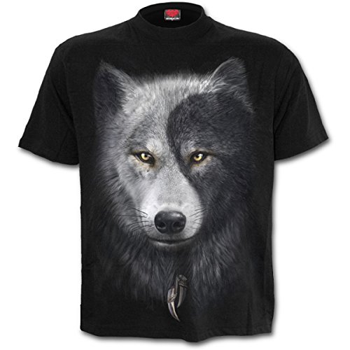 Spiral Wolf Chi Uomo T-Shirt Nero S 100% Cotone