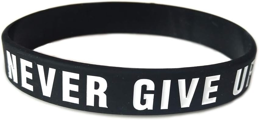 'JOYID ''Never give up Motivational Bracelets Rubber Band Wristbands Jewelry Inspirational Bracelets Gifts'
