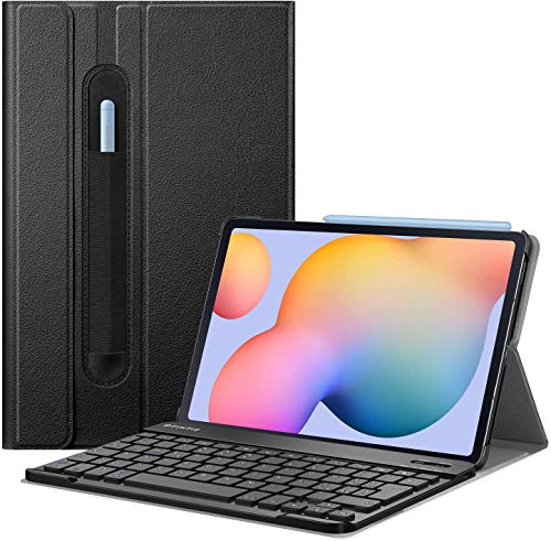 Image of ABOUTTHEFIT Keyboard Case for Samsung Galaxy Tab S6 Lite 10.4'' 2020 Model Sm-P610 (Wi-Fi) Sm-P615 (LTE), Slim Stand Cover with Secure S Pen Holder Detachable Bluetooth Keyboard, Black (Atfs6L10409)