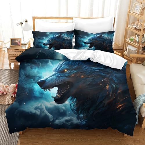 Housse de couette avec taies d'oreiller cascade parure de lit 3D double - 3