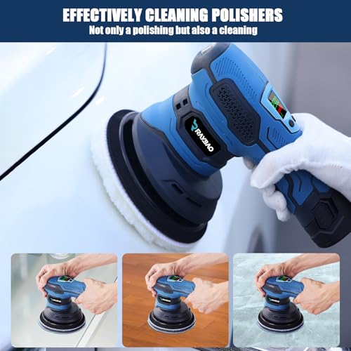 RAYBAO Cordless Polisher, 6INCH Polisher for Car Detailing, 6 Variable Speed to 4500OPM, Random Orbital Polisher with LED Display, Car Polishers and Buffers Kit 4 RAYBAO Cordless Polisher, 6INCH Polisher for Car Detailing, 6 Variable Speed to 4500OPM, Random Orbital Polisher with LED Display, Car Polishers and Buffers Kit - Image 4