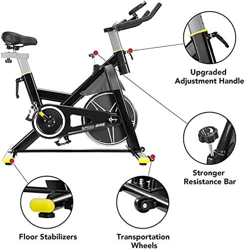 Image of Exercise Bikes Indoor Cycling Stationary Upright Bike Comfortable and Quiet Cardio Workout Machine LED Digital Display stepless Resistance for Home Gym