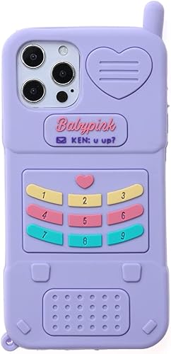 Wifantien Funda de teléfono retro 3D para iPhone 14 Plus, diseño de dibujos animados 3D Kawaii encantadora forma de teléfono retro para niños,