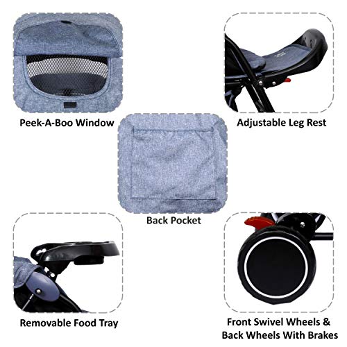 Image of Cloudie Baby Pram Cum Rocker 2 in 1 Rocking Baby Stroller and Pram for Baby|Kids|Infants|New Born|Boys|Girls of 0 to 3 Years|Capacity 15kg (Grey)