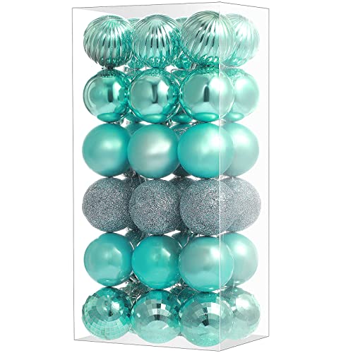 36 Pieces Christmas Ball Ornaments Christmas Decorations Tree Balls For Tree Ornaments Holiday Wedding Party Decoration Hooks 1.57 Inch (Ice Blue) #TOP16
