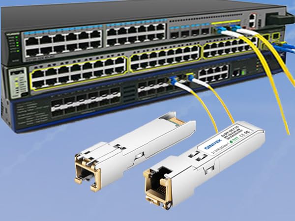 Image of [4 Pack]1.25 /2.5 /5 /10G SFP+ to RJ45 Transceiver, Copper SFP+ Module, Cat.6a /7, up to 30m, for Cisco SFP-10G-T-S, MikroTik S+RJ10, Ubiquiti UF-RJ45-10G, Netgear AXM765, Netgear, TP-Link, Fortinet