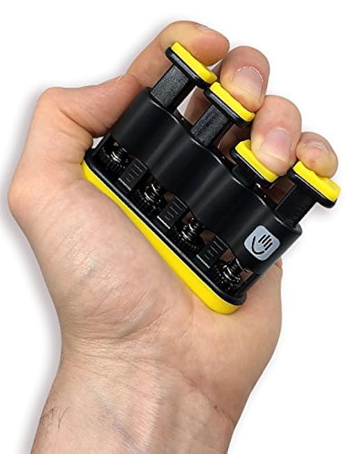 THE FINGER BLITZER - adjustable finger strength trainer and grip exerciser ¨C the ultimate lower resistance hand conditioning rehab and therapy device, practice aid and instrument warm-up tool
