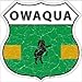 SMART BLONDE Owaqua Flag Highway Shield Metal Sign HS-362