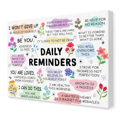 CZMDKEXM Be Kind to Yourself Poster - Positive Affirmation Wall Art for Women, Daily Reminders for Mindfulness & Bedroom Decor(Framed,16x24inch(40x60cm))