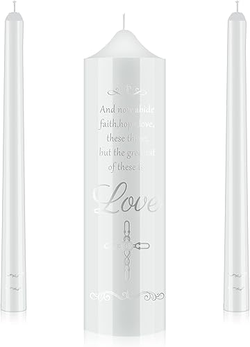 Qunclay Unity - Juego de velas para ceremonia de boda, juego de velas de boda de flores, juego de velas blancas de bautismo, accesorios y decoración