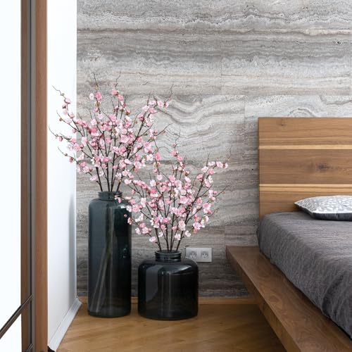 Betylifoy 4 Stück Künstliche Pflaumenblüte Kunstblume Zweige 97cm Lang Künstliche Blumen Pflaumenblütenzweige Kunstpflanze für Zuhause Tisch Hochzeits Büro Dekoration (Rosa)
