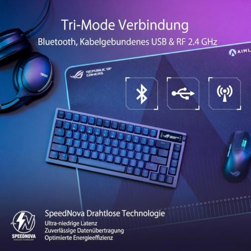 Teclado hotswap ROG Azoth 75% con interruptores mecánicos NX y pantalla OLED multimedia 3