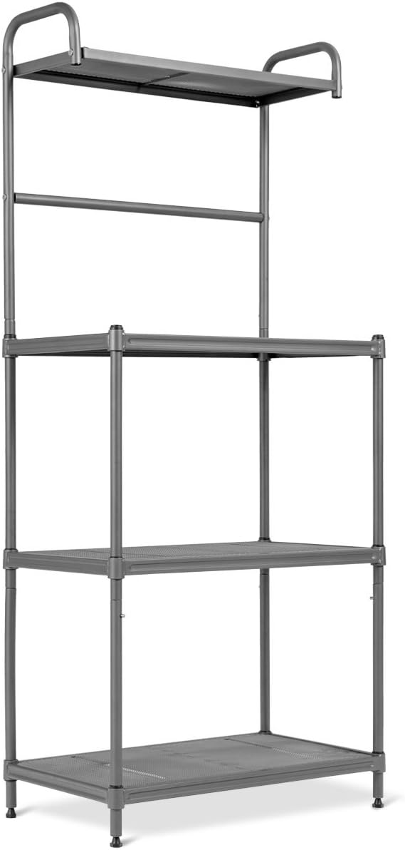 Giantex Bakers Rack, 4-Tier Microwave Oven Stand, Kitchen Storage Rack with Mesh Wire Metal Shelves, Free Standing Shelving Utility Unit, 23.5" Lx14 Wx54 H (Silver)