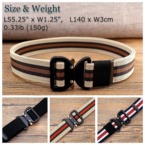 Quick Release Elastic Tactical Web Belt Key Ring Strap, Army Stretch Rigger Belt Heavy-duty Metal Buckle Work Belt2