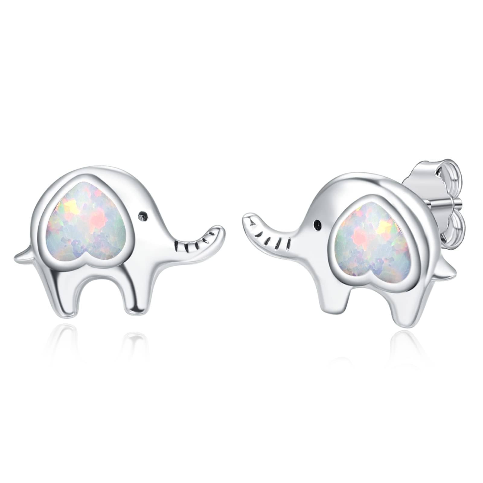 Pendientes de elefante plata pequeños para uso diario de mujer 8