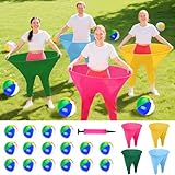 FUHSY Grandma Pants Outdoor Game 4 PCS Fun Party Game Pants with 16 Bouncy Balls and 1 Air Pump (Random Colors) Granny Pants Outdoor Games for Adults and Family Entertainment Group Activities