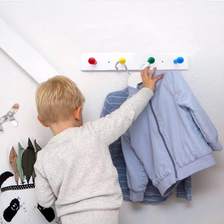 Miniatura 5 de Perchero de madera para la habitación de los niños, ganchos coloridos para colgar en la pared, perchero para abrigos, chaquetas, sudaderas, toallas