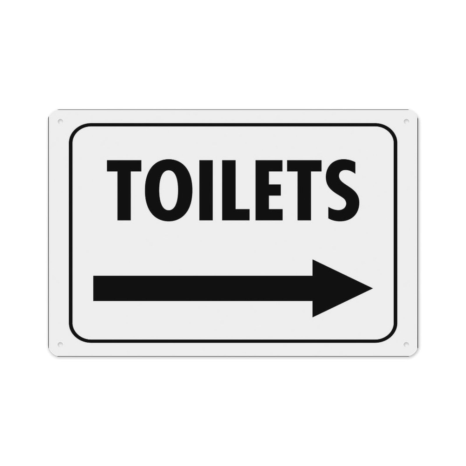 peiyeety Toilet (Arrow Right) Sign Aluminum Tin Warning Signs for Home Outdoor Garden 8X12 Inches