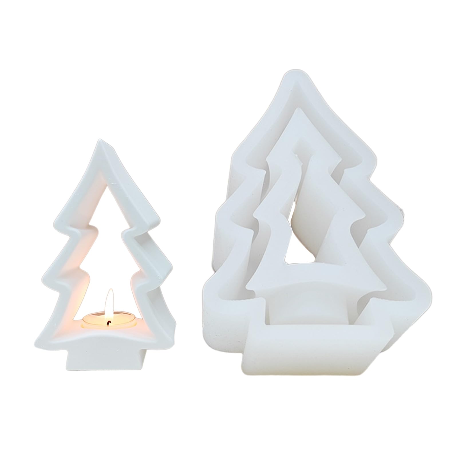 Moldes de silicona para árbol de Navidad, portavelas, moldes de yeso, molde para decoraciones navideñas, portavelas, molde de silicona, árbol de Navidad, portavelas, suministros para manualidades