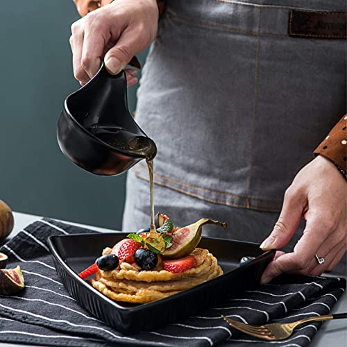 Bruntmor Matte Glazed Set Of 6 Side Dish Porcelain Dip Bowl Set With Handle, For Soy Sauce, Ketchup, Appetizer, For Bbq And Dinner, 3 Ounce, Black #TOP5