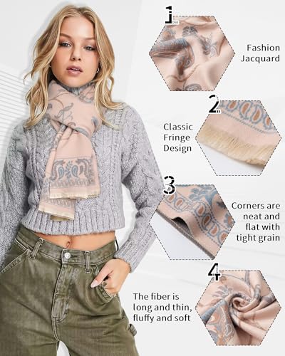 AWAYTR Pashmina Shawls Wraps for Women - Cashew Flower Winter Warm Big Scarf for Women Shawls and Wraps for Evening Dresses3