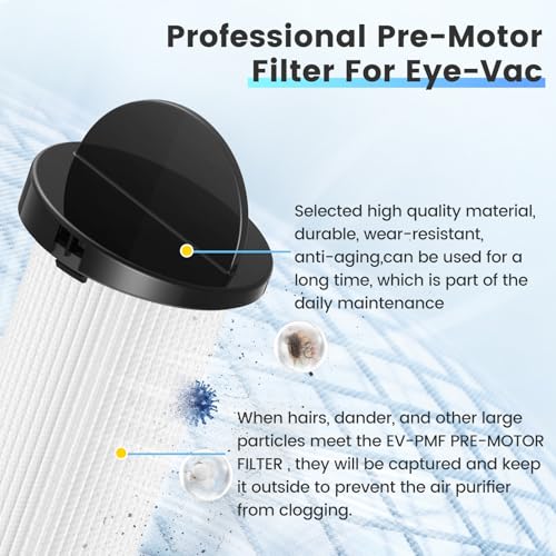 Image of HEPA Pre-Motor Filter Compatible with EyeVac Home, Pro, Pet, Air, Plus and NeoVac Elite Touchless Stationary Vacuum For Eye-Vac Filter Replacement Part # EV-PMF, 4 Pack