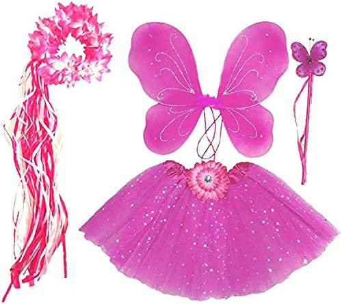 Enchantly Fairy Costume - Fairy Wings for Girls - Butterfly Costume for Girls - 4 Piece Set