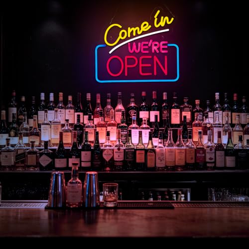 Image of Come In We're Open Neon Sign for Wall Decor, Open LED Neon Signs Lights for Cafe Business Walls Window Shop Bar Hotel,Restaurant Retail store Party Pub Decoration and Shop Decoration Gift