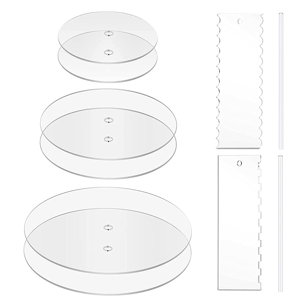 Juego de discos redondos para tartas, placa base con agujero central, peine, raspadores, suministros de varilla para herramientas de decoración