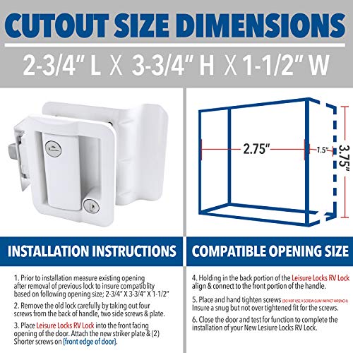 Rv Travel Trailer Entry Door Lock Polar White Paddle Deadbolt #TOP1