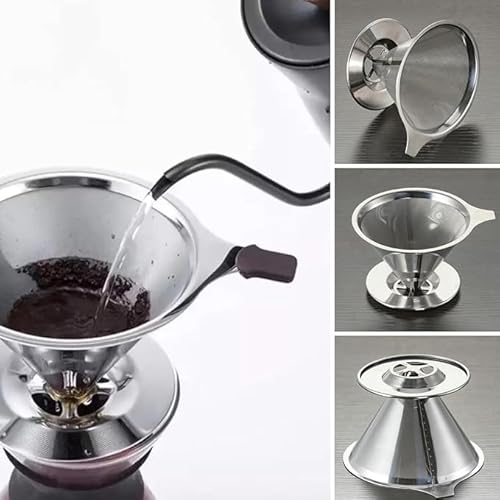 Coador Filtro De Café Aço Inox Sem Uso De Papel Reutilizavel Com Base Ultra Fino Com Base Portatil C