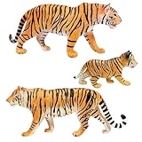 Gemini&Genius Tiger Figurine Toys, Safari Animal Action Figures, 3 Pcs Wildlife Animal Toys-3-6 Inches Length-Great for Kids Gift, Party Favors, Treasure Box Prizes, Goodie Bag Fillers or Cake Toppers