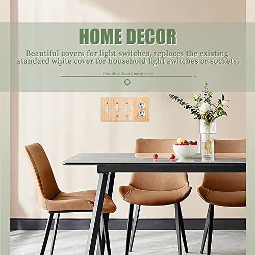 2Pc Solid Wood Double Hole Outlet Light Switch Plate 4.5" X 2.76" Bamboo Light Switch Cover Quality Raw Wooden Decorative Bedroom Kitchen Home Decor (Double Hole Outlet) #TOP4