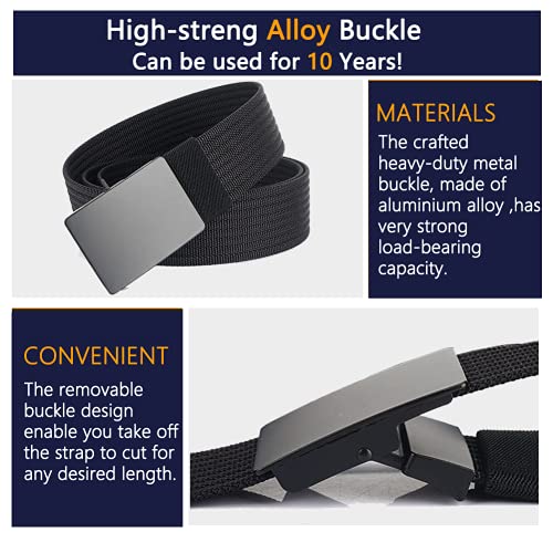 LionVII Men Nylon Web Belts - Metal Buckle, Fully Adjustable Belt Strap for Work, Easy Trim to Fit 28-49" Waist3