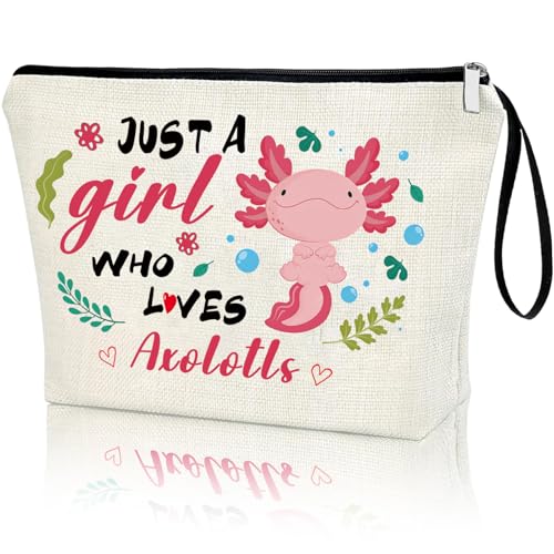 Christmas Gift Axolotl Gifts Women Axolotls Makeup Bag Axolotls Birthday Decorations Axolotl Stuff Christmas Gifts for Axolotl Lover Friends Daughter Sister Bestie Nieces Cosmetic Bag Zipper Organize