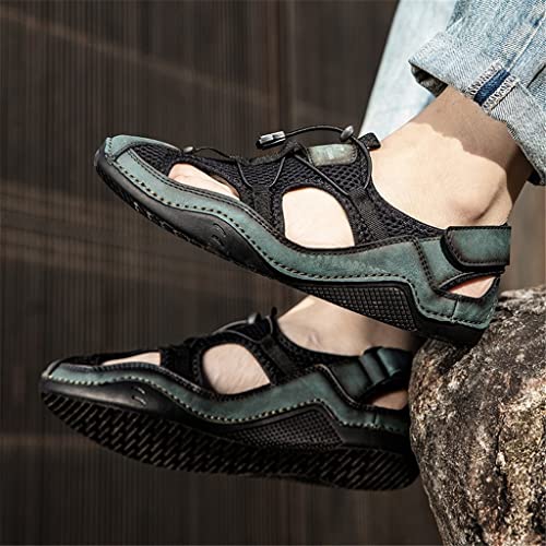 Outdoor Sandals Men Mesh Shoes Big Size Hand Stitched Sandal Flat Male Sandalias Hollow Breathable(D,40)4