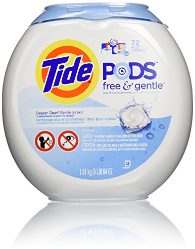 Image of Tide Free and Gentle Laundry Detergent Pods, 72 Count, Unscented and Hypoallergenic for Sensitive Skin