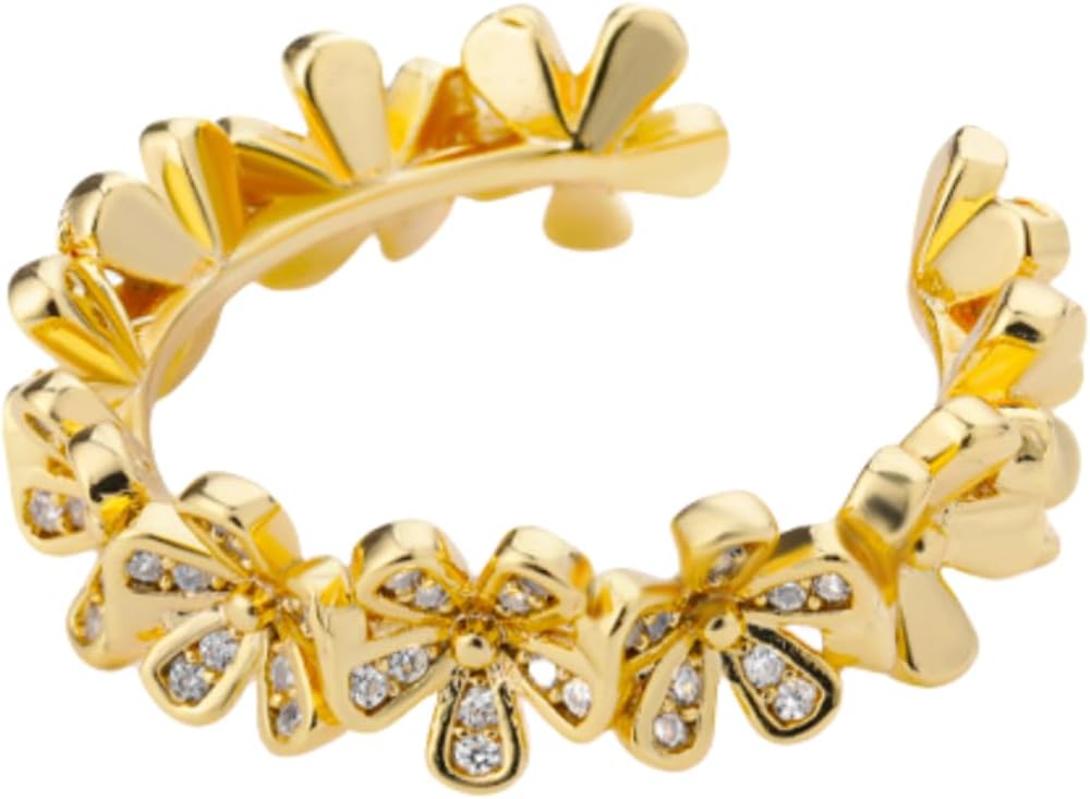 Cubic Zirconia Rings For Women, Gold Silver Flower Adjustable Trendy Stainless Steel Open Non Tarnish Birthday Stackable Jewelry Engagement Gift - Image 6