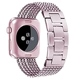 Oitom New fashion Stainless steel Replacement Wristband Straps band with Plated TPU Protective Bumper Case for Apple Watch Series3,Series 1,Series 2,Apple Watch Edition(Rose Gold/Sakura Pink,42mm)