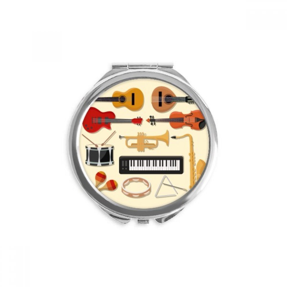 Electric Piano Trombone Guitar Music Hand Compact Mirror Round Portable Pocket Glass
