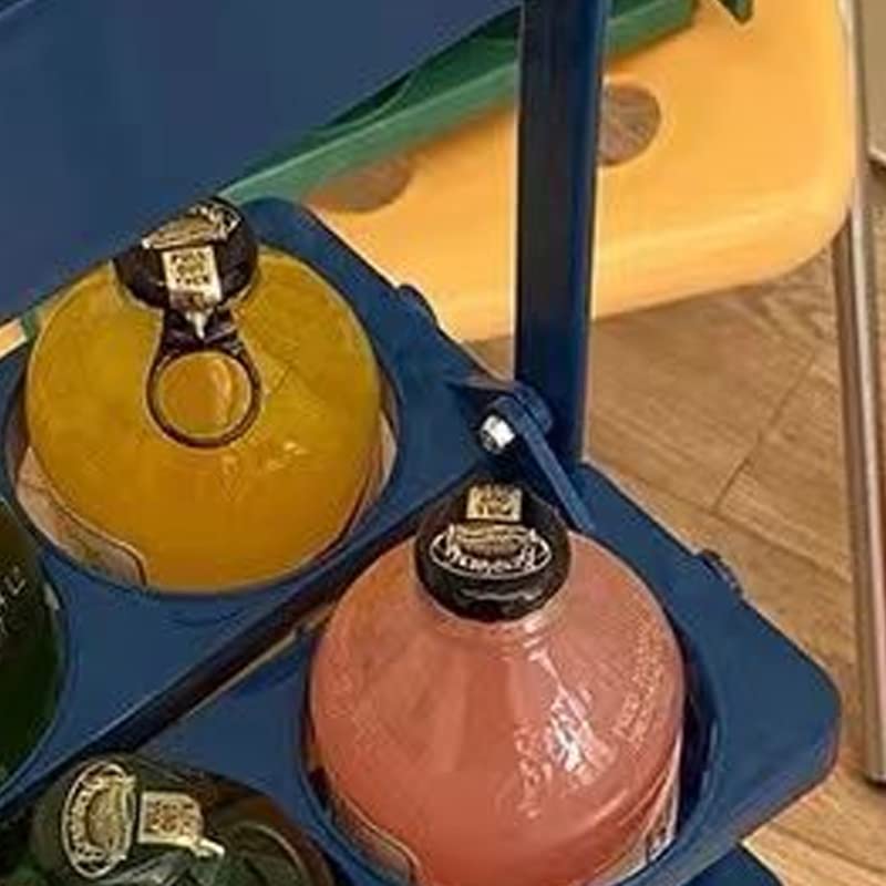 Bottle Caddy for 6 Pack Bottle Can, Portable Beer Bottle Rack Pure Color Foldable Beverage Storage Rack Picnic Beer Handle Basket Plastic Beer Carrier 6 Beer Holder Basket (Blue)