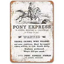 Agedsign 1861 Pony Express Vintage Look Reproduction Signs Metal Wall Poster Tin Sign Vintage BBQ Restaurant Dinner Room Home Kitchen Decor 8x12 Inches