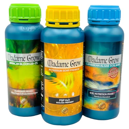 KIT JADE – Para Plantas Verdes, Hortalizas y 420 – Sanas y Saludables – Variado de Fertilizantes o Abonos Naturales, Floración, Algas y Jabón Potásico – Cogollos Ricos y Pesados (3 X 500 ML)
