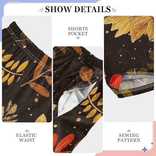 ZZXXB Autumn Leaves Boys Long Pants Soft Trousers Elastic Waist Kids Lounge Bottoms with Pockets S-XL4