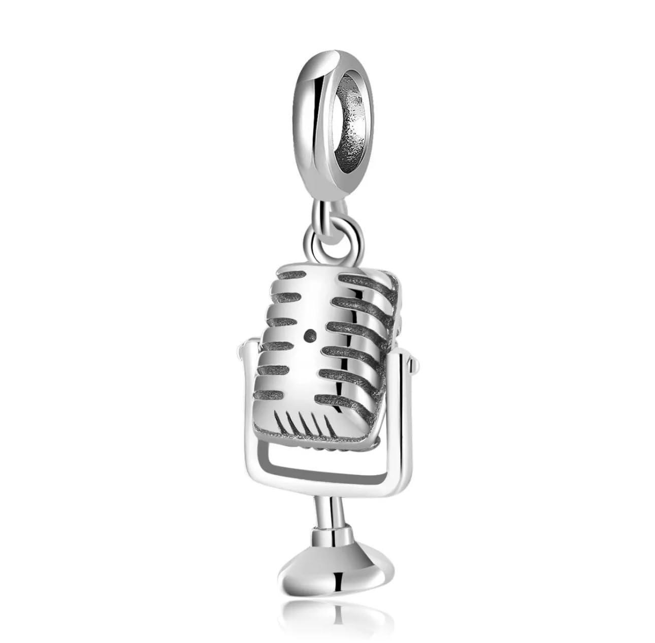 Microfono ciondolo cantante musica autentico argento sterling 925 compatibile bracciale