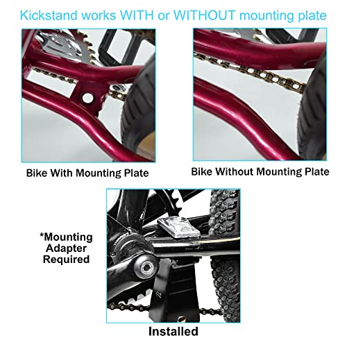 Lumintrail Center Mount Double Leg Kickstand - Adjustable Height Kickstands for 24-29 Inch Adult Bikes - Perfect for Cruiser, Road and Hybrid