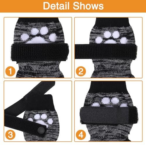 KOOLTAIL Hundesocken, rutschfest, mit Riemen, Traktionskontrolle, wasserdicht, Pfotenschutz (Grau, XX-Large)